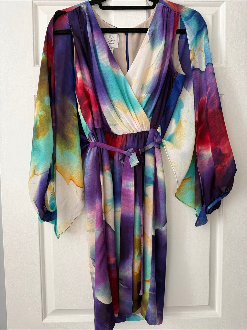 Suzi Chin for Maggy Boutique Multi-Color Watercolor Wrap Dress